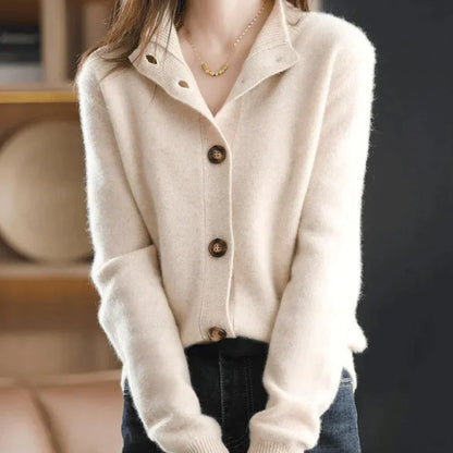 Cardigan en maille pour femme pour automne et hiver – Pull décontracté confortable avec boutons