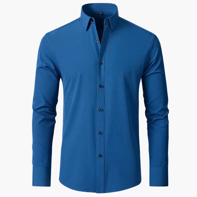 Camisa de negocios para hombre – Clásica moderna, antiarrugas, transpirable, ideal para oficina y día a día