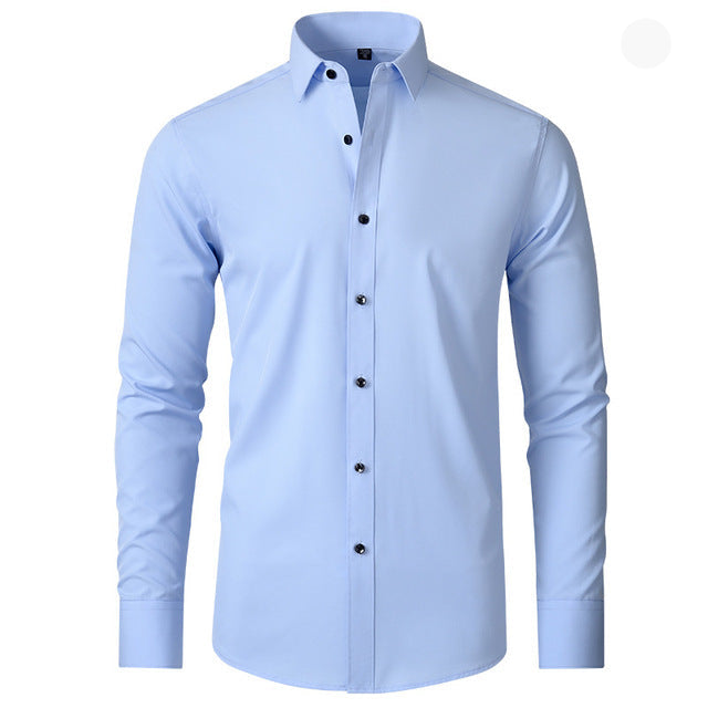 Camisa de negocios para hombre – Clásica moderna, antiarrugas, transpirable, ideal para oficina y día a día