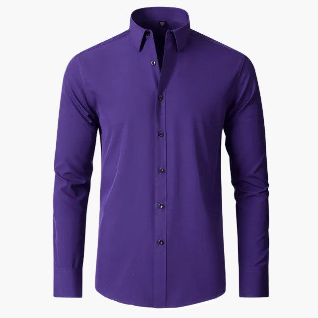 Camisa de negocios para hombre – Clásica moderna, antiarrugas, transpirable, ideal para oficina y día a día
