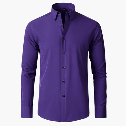 Camisa de negocios para hombre – Clásica moderna, antiarrugas, transpirable, ideal para oficina y día a día