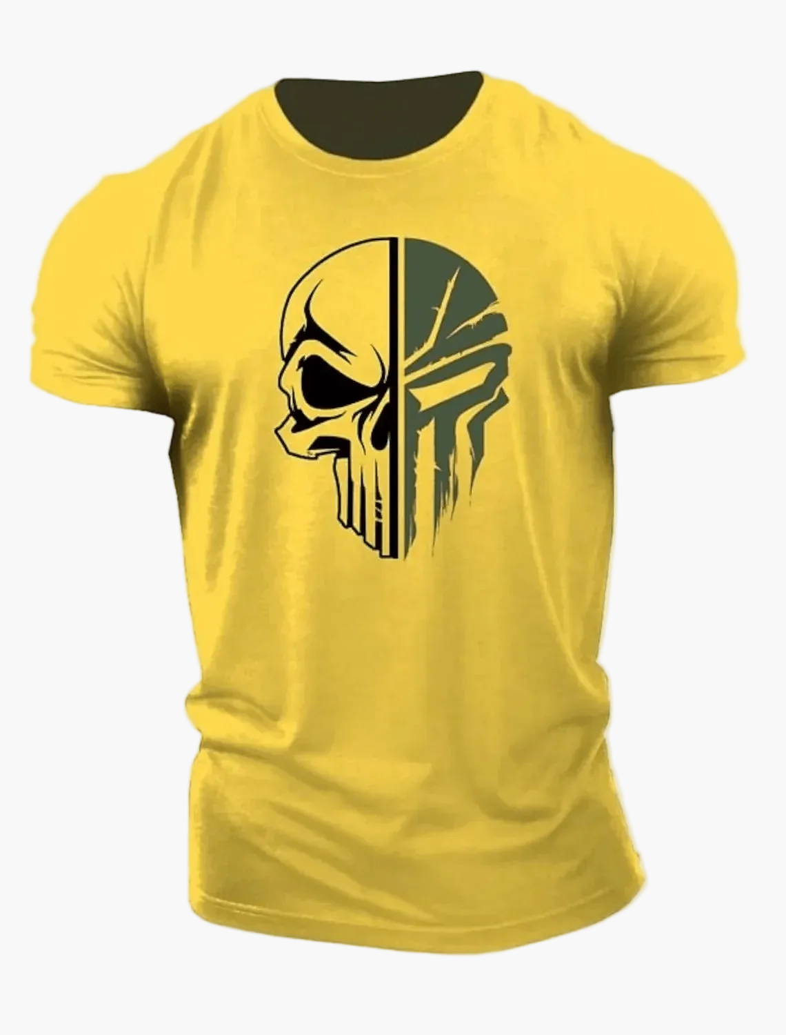 Herren T-Shirt mit Totenkopf 3D-Print – Military Streetwear, Oversized, Kurzarm, Ideal für Fitness & Freizeit