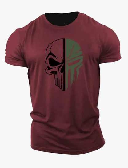 Herren T-Shirt mit Totenkopf 3D-Print – Military Streetwear, Oversized, Kurzarm, Ideal für Fitness & Freizeit
