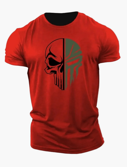 Herren T-Shirt mit Totenkopf 3D-Print – Military Streetwear, Oversized, Kurzarm, Ideal für Fitness & Freizeit