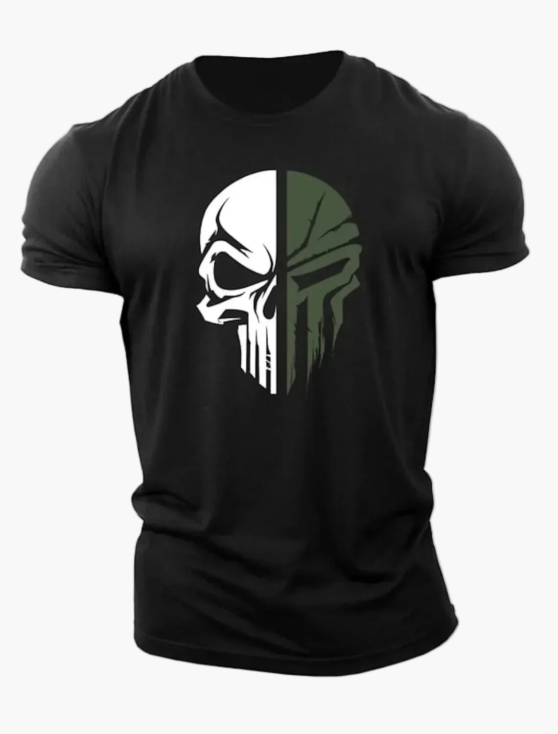 Herren T-Shirt mit Totenkopf 3D-Print – Military Streetwear, Oversized, Kurzarm, Ideal für Fitness & Freizeit