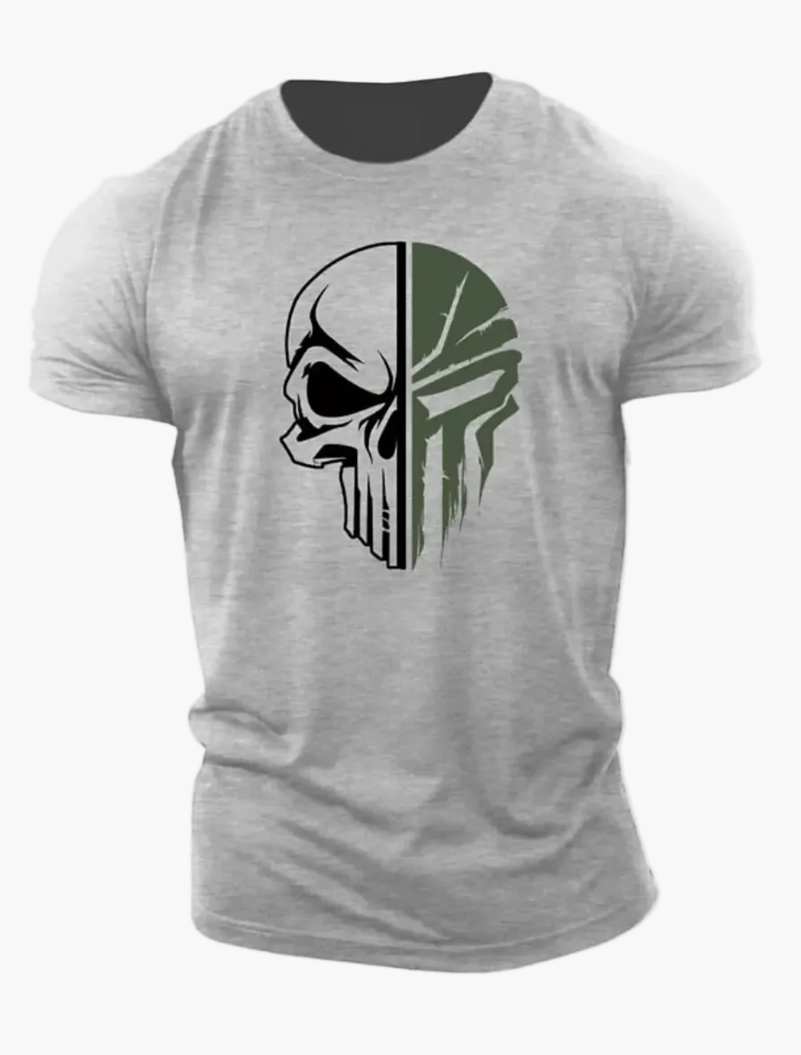 Herren T-Shirt mit Totenkopf 3D-Print – Military Streetwear, Oversized, Kurzarm, Ideal für Fitness & Freizeit