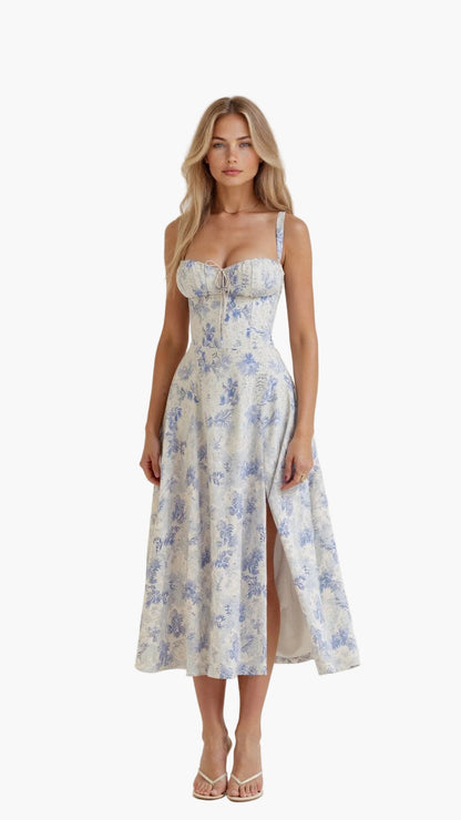 Dam Midiklänning med korsett-överdel – Feminint, elegant stil för speciella tillfällen