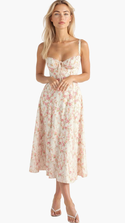 Dam Midiklänning med korsett-överdel – Feminint, elegant stil för speciella tillfällen