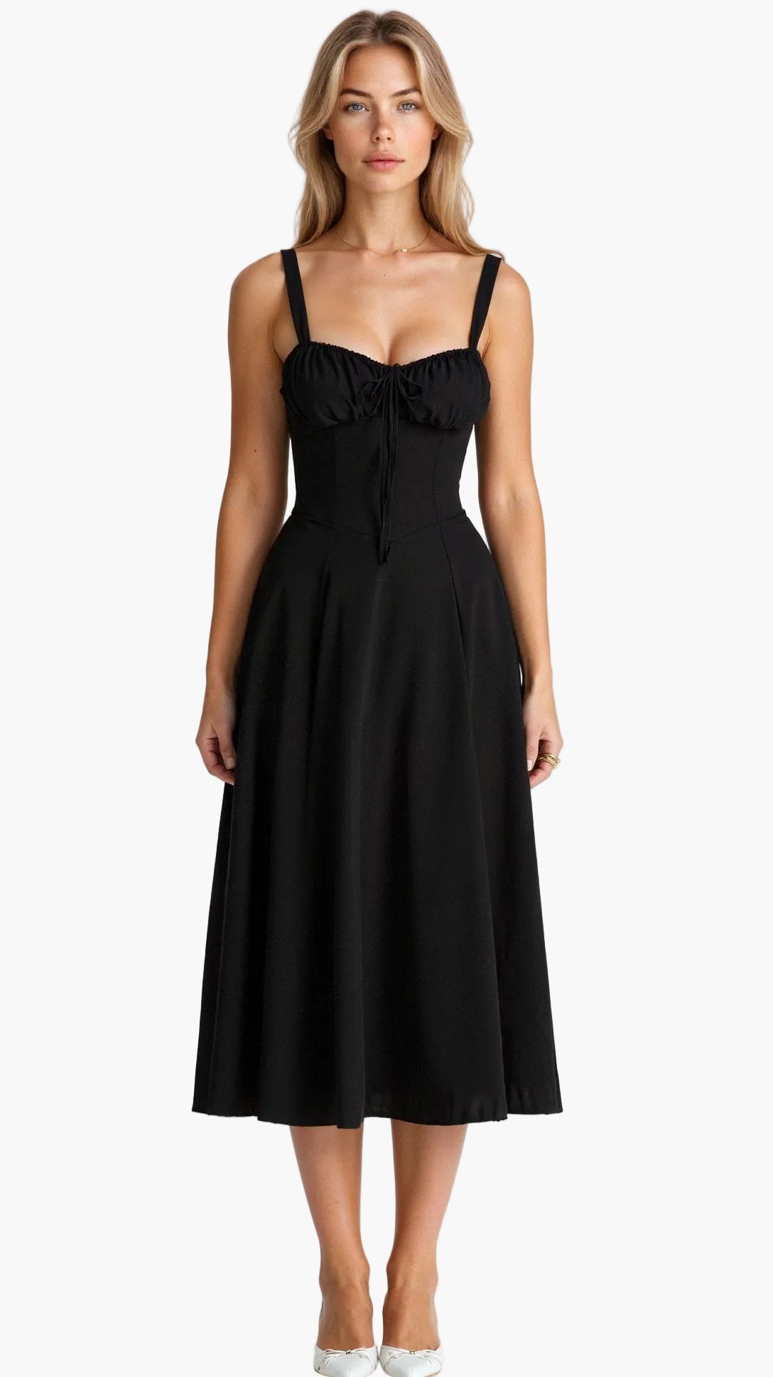 Dam Midiklänning med korsett-överdel – Feminint, elegant stil för speciella tillfällen