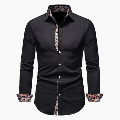 Camisa casual para hombre con detalles paisley – Camisa moderna de manga larga para hombres con estilo