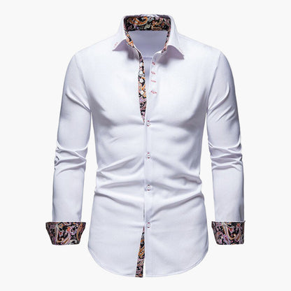 Camisa casual para hombre con detalles paisley – Camisa moderna de manga larga para hombres con estilo