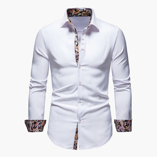 Camisa casual para hombre con detalles paisley – Camisa moderna de manga larga para hombres con estilo