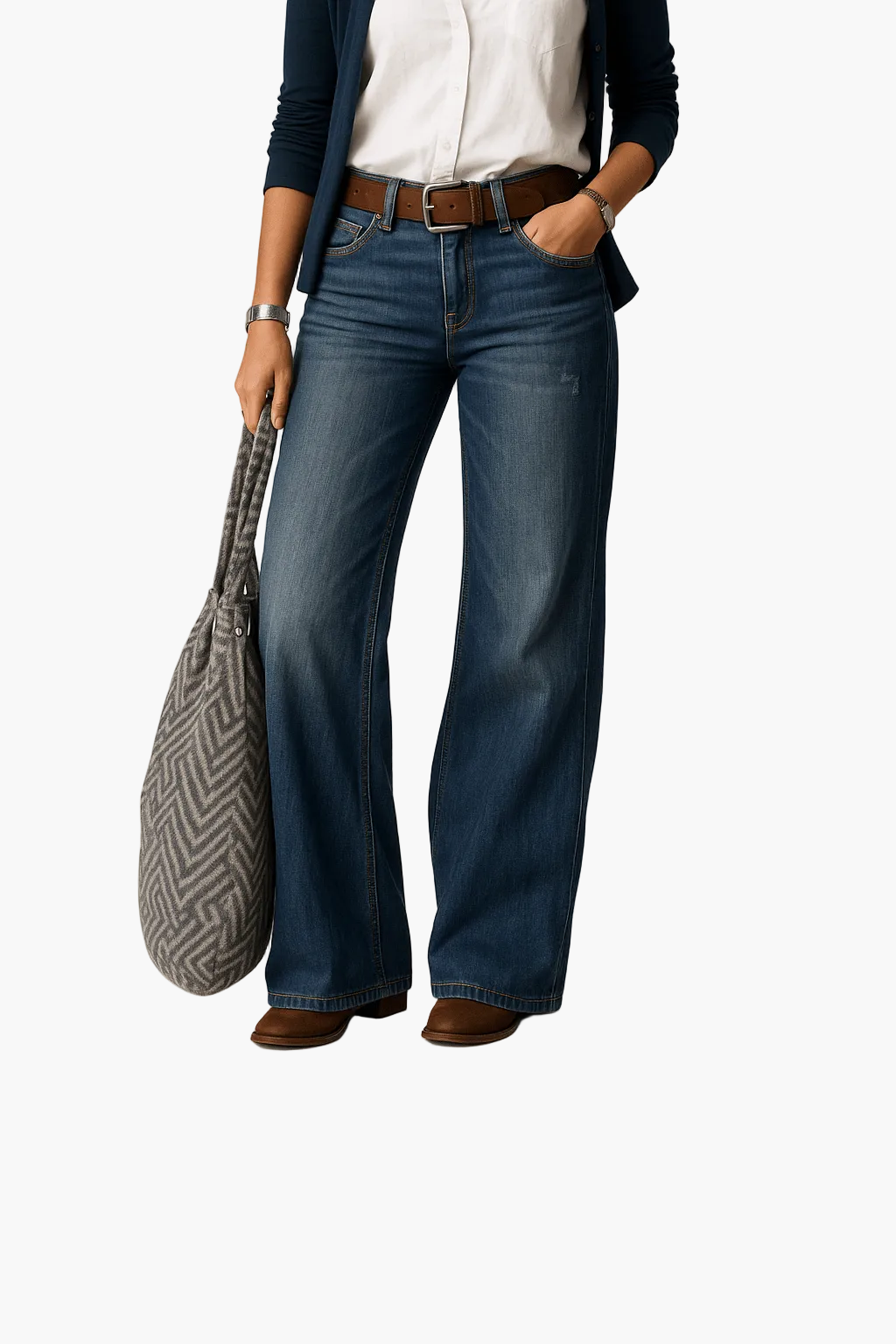 Damskie jeansy o szerokich nogawkach w stylu casual chic – Idealne na co dzień i do biura