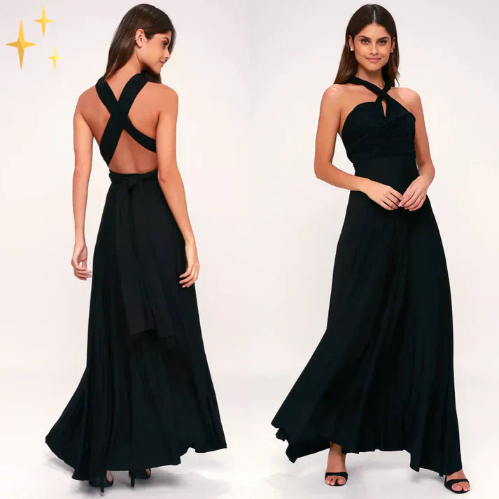 Damen Abendkleid Elegant Wickel Maxikleid Rückenfrei für besondere Anlässe