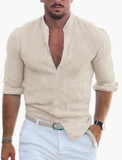 Heren vrijetijdshemd – Modern overhemd met lange mouwen voor stijlvolle zomerlooks