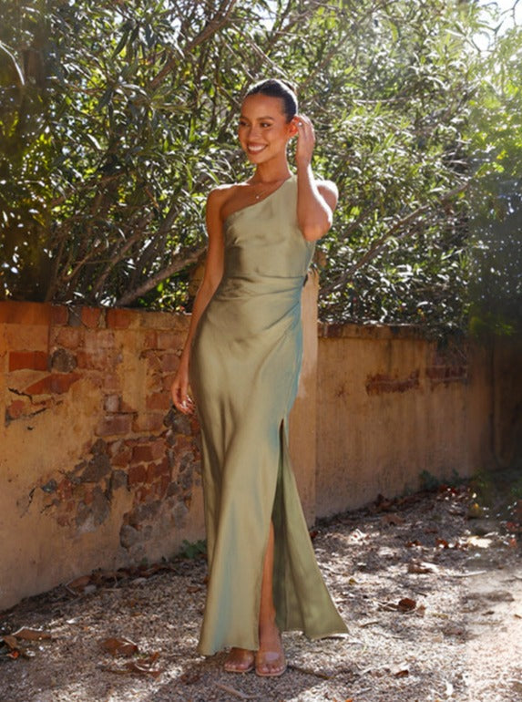 Damernas aftonklänning one-shoulder asymmetrisk elegant för speciella tillfällen
