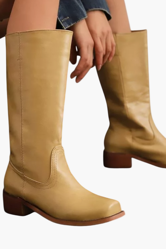 Stivali classici da donna con tacco a blocco – Stivali alla moda per tutti i giorni e il tempo libero
