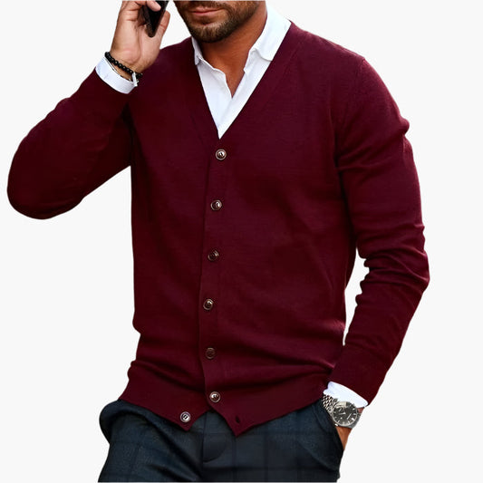 Herren Cardigan Klassisch Elegant – Business & Freizeit Strickjacke mit V-Ausschnitt