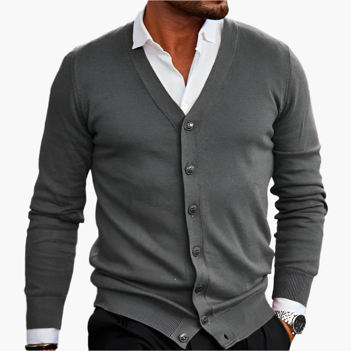 Herren Cardigan Klassisch Elegant – Business & Freizeit Strickjacke mit V-Ausschnitt