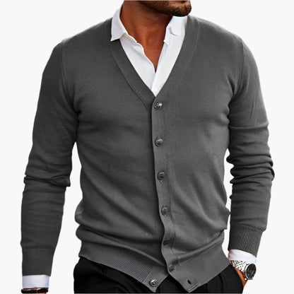 Herren Cardigan Klassisch Elegant – Business & Freizeit Strickjacke mit V-Ausschnitt