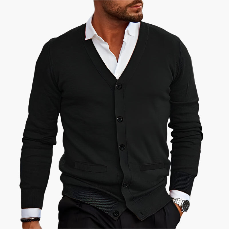 Herren Cardigan Klassisch Elegant – Business & Freizeit Strickjacke mit V-Ausschnitt