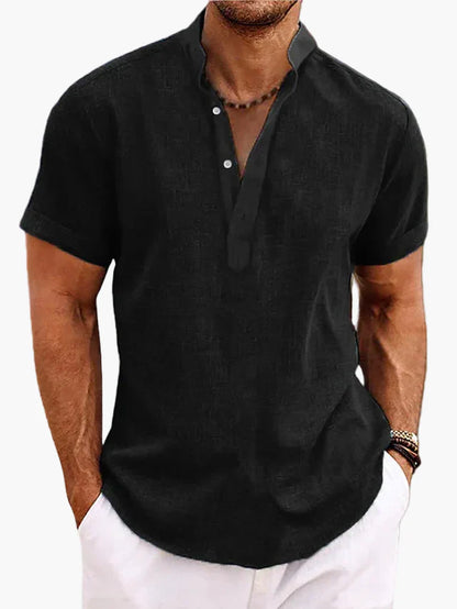 Camiseta Henley de manga corta para hombre – Camisa casual moderna para verano, vacaciones y diario