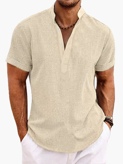 Camiseta Henley de manga corta para hombre – Camisa casual moderna para verano, vacaciones y diario