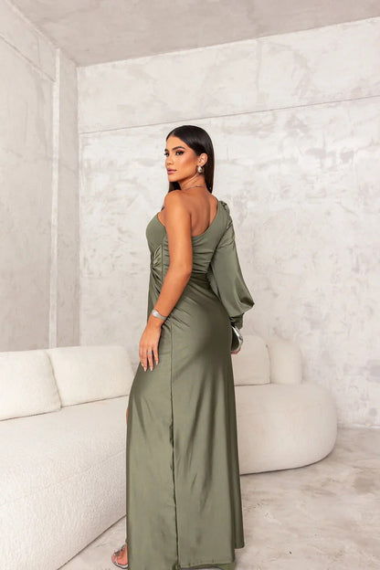 Dam Aftonklänning One-Shoulder Elegant festlig med slits – Perfekt för speciella tillfällen