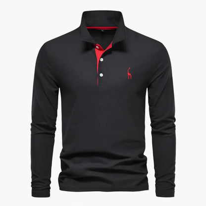 Herren Langarm Polo – Klassisches Poloshirt mit Stickerei, Elegant für Freizeit und Business