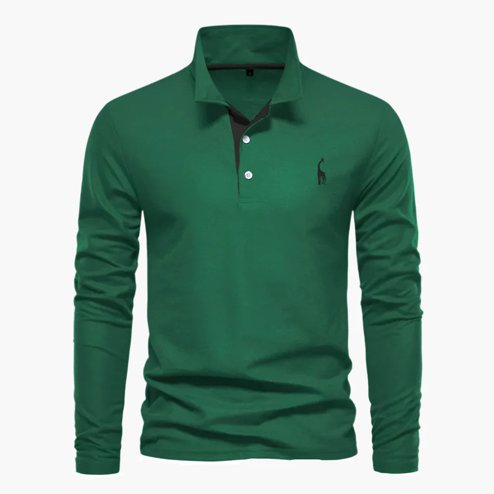Herren Langarm Polo – Klassisches Poloshirt mit Stickerei, Elegant für Freizeit und Business
