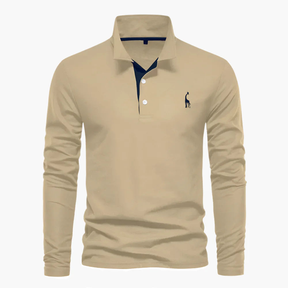 Herren Langarm Polo – Klassisches Poloshirt mit Stickerei, Elegant für Freizeit und Business